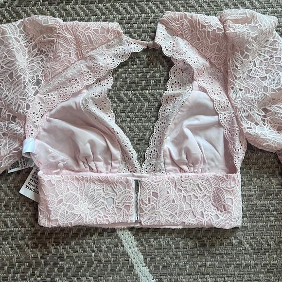 ASOS Luxe crochet sleeve crop top Sz 6 - Picture 6 of 6